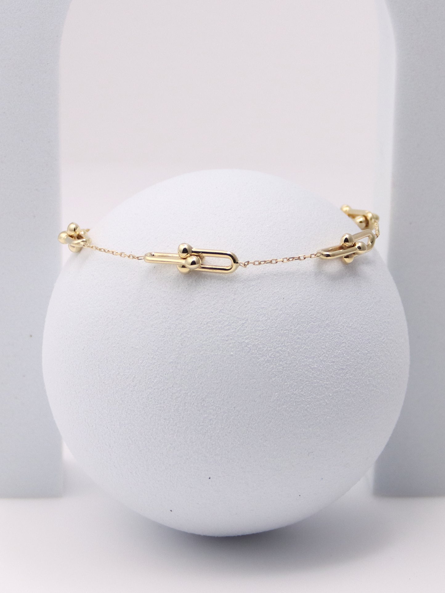 14K Yellow Gold Beaded Paperclip Bracelet