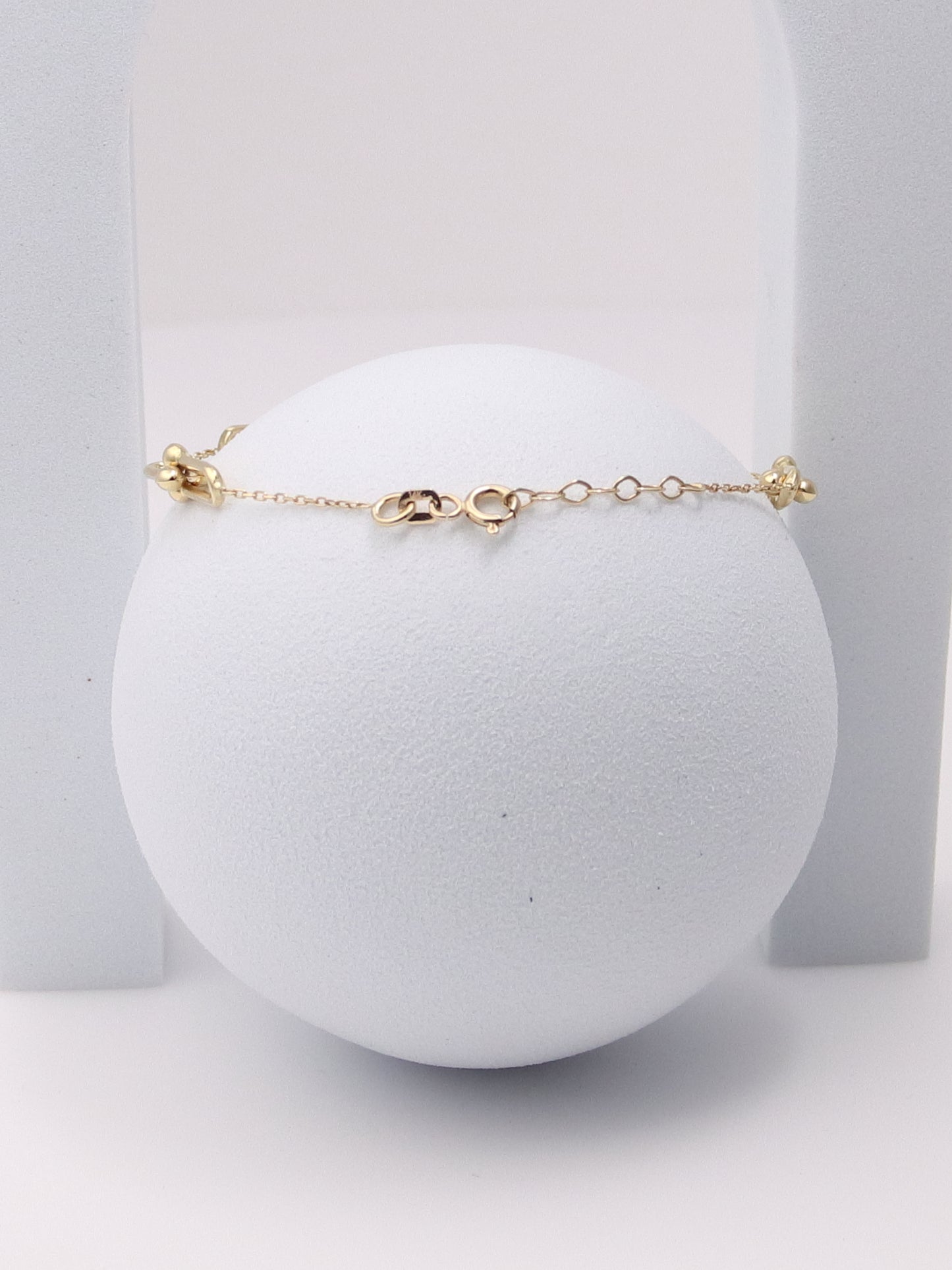 14K Yellow Gold Beaded Paperclip Bracelet