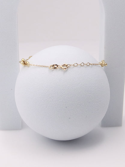 14K Yellow Gold Beaded Paperclip Bracelet