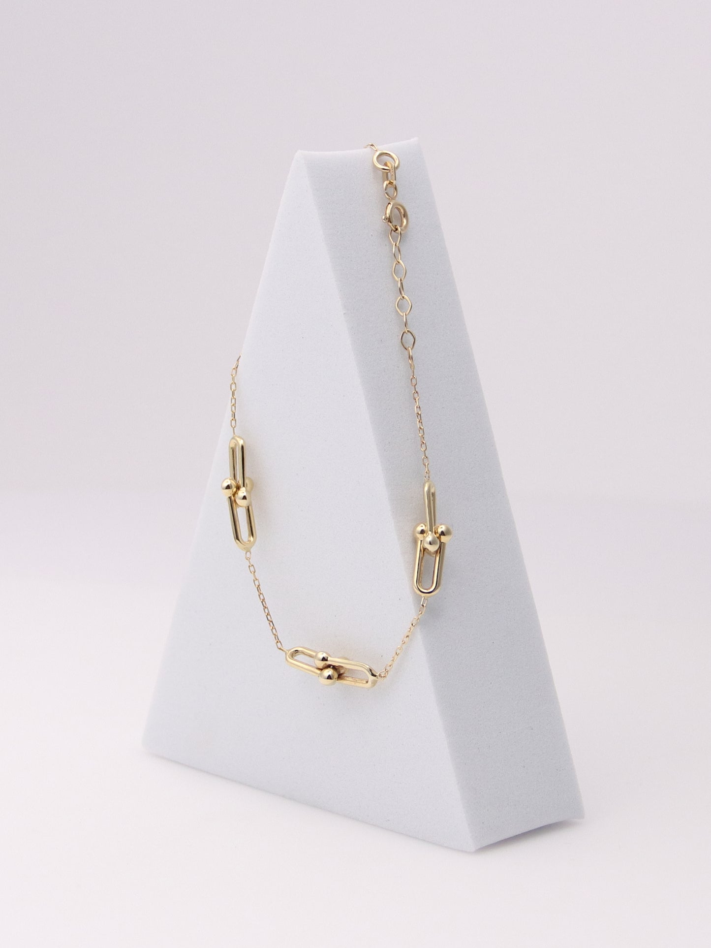 14K Yellow Gold Beaded Paperclip Bracelet