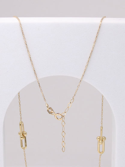 14K Yellow Gold Beaded Paperclip Necklace