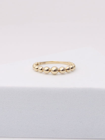 14K Yellow Gold Bead Stacking Ring