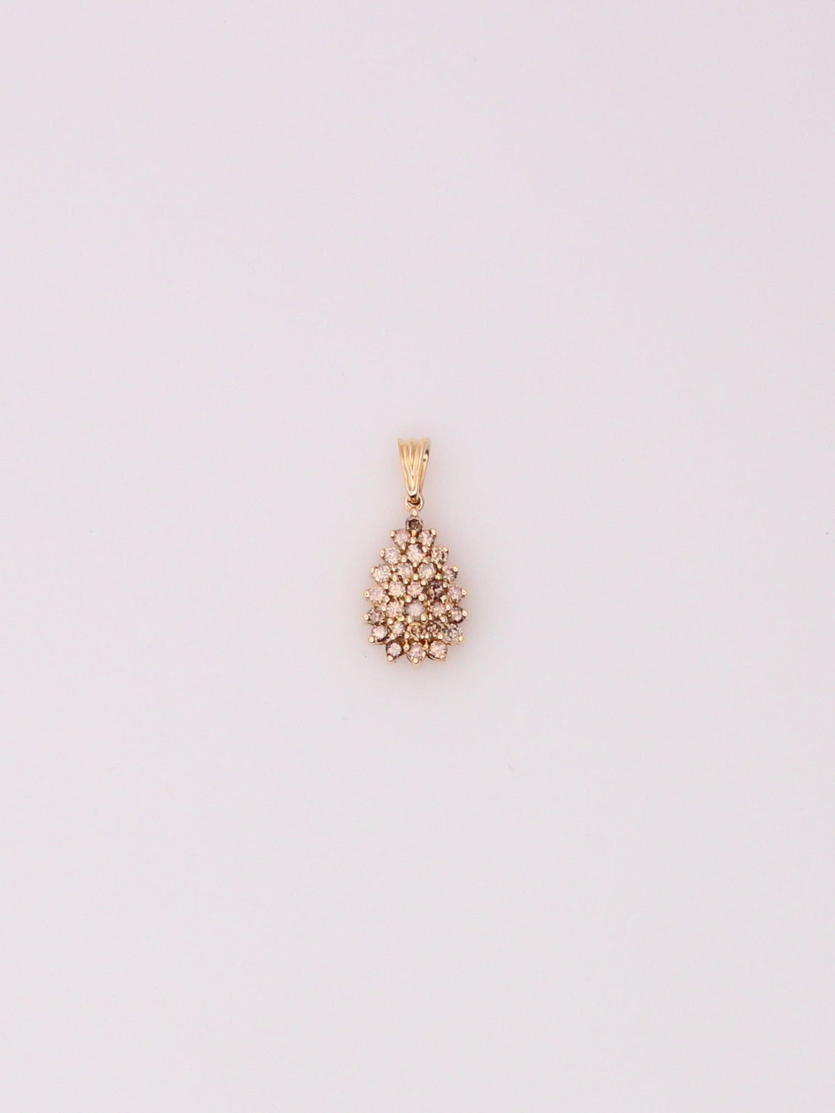14K Yellow Gold Chocolate Diamond Cluster Pendant
