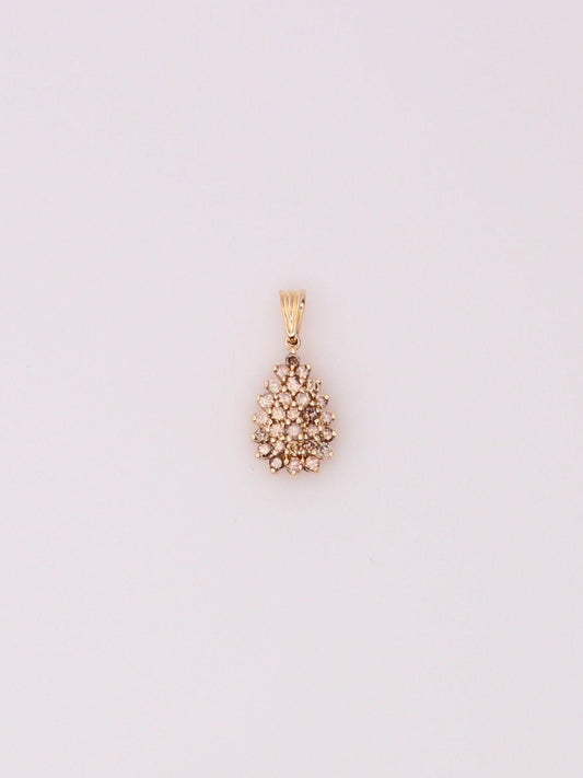 14K Yellow Gold Chocolate Diamond Cluster Pendant