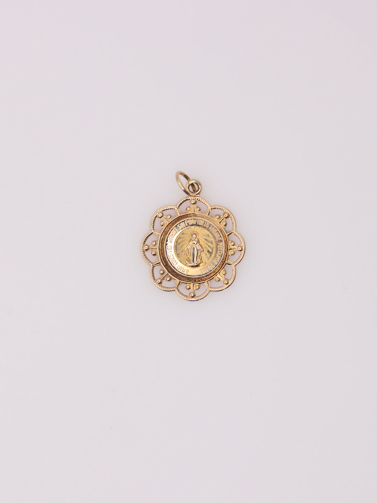 14K Yellow Gold Mary Pendant