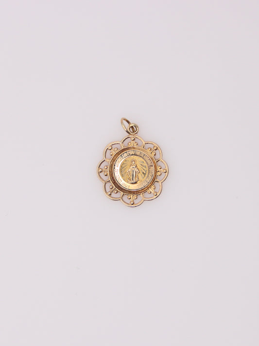 14K Yellow Gold Mary Pendant