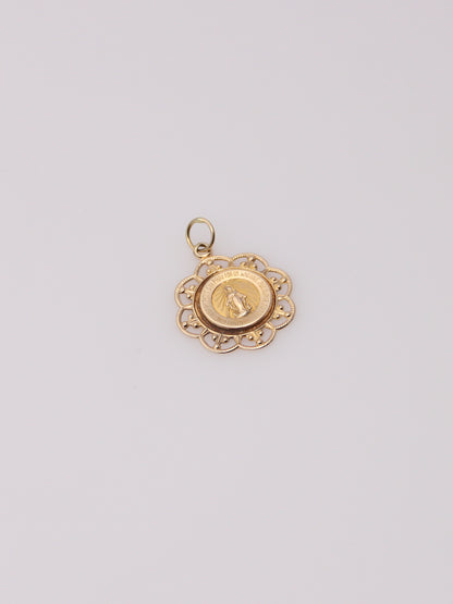 14K Yellow Gold Mary Pendant