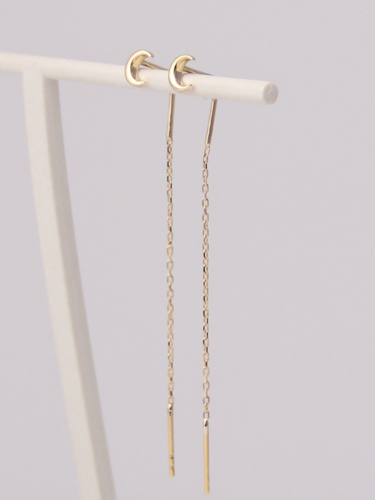 Crescent Moon Threader Earrings