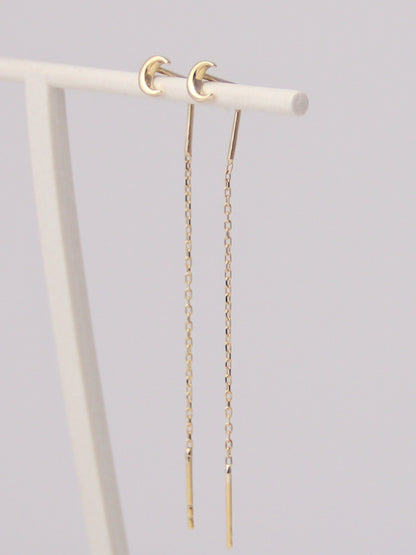 Crescent Moon Threader Earrings