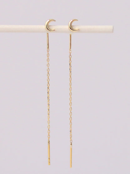 Crescent Moon Threader Earrings