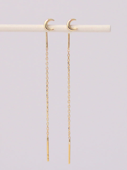 Crescent Moon Threader Earrings