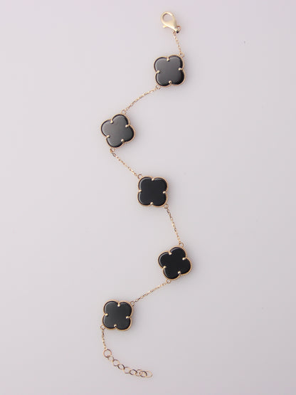 Onyx Clover Motif Bracelet