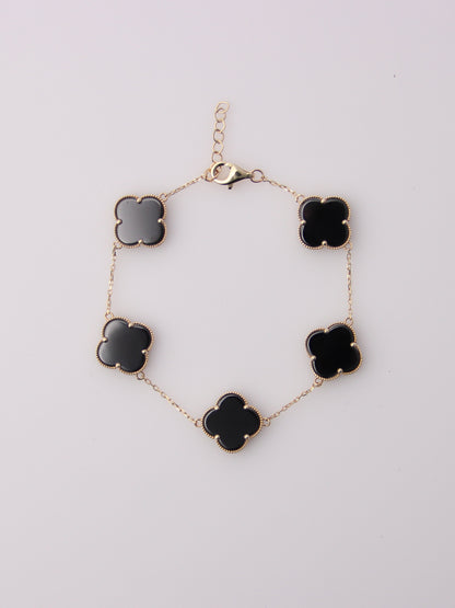 Onyx Clover Motif Bracelet