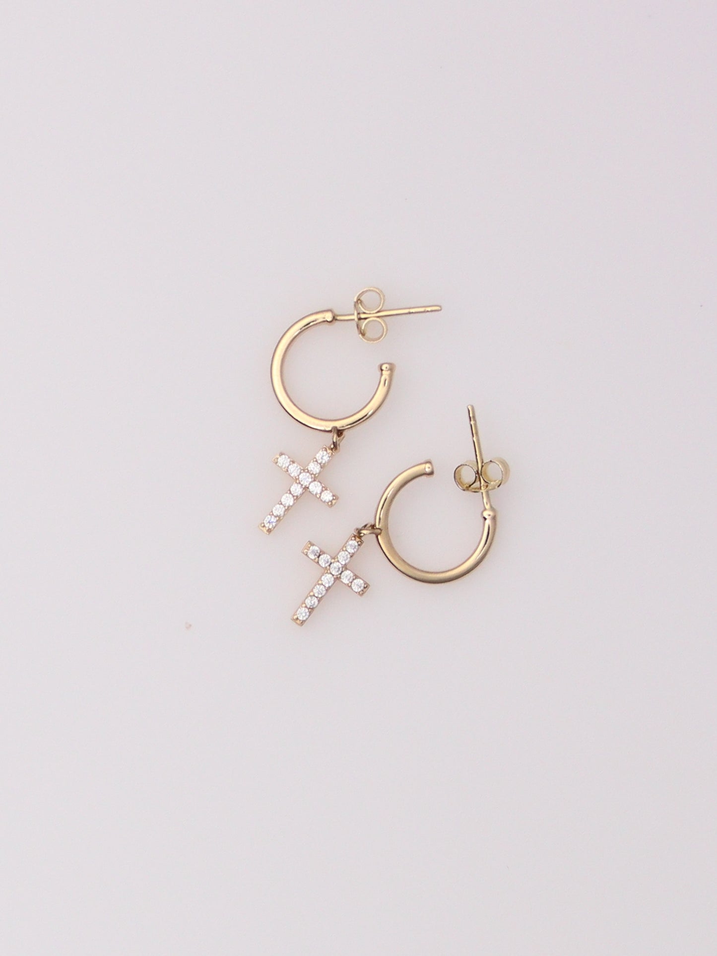 Cross Dangle Hoop Studs