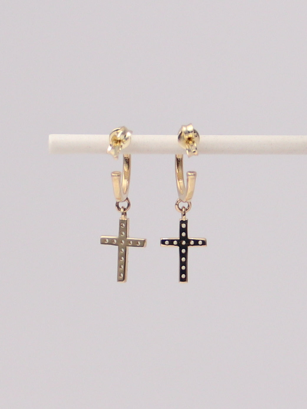 Cross Dangle Hoop Studs