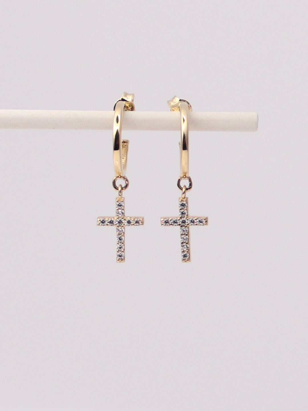 Cross Dangle Hoop Studs
