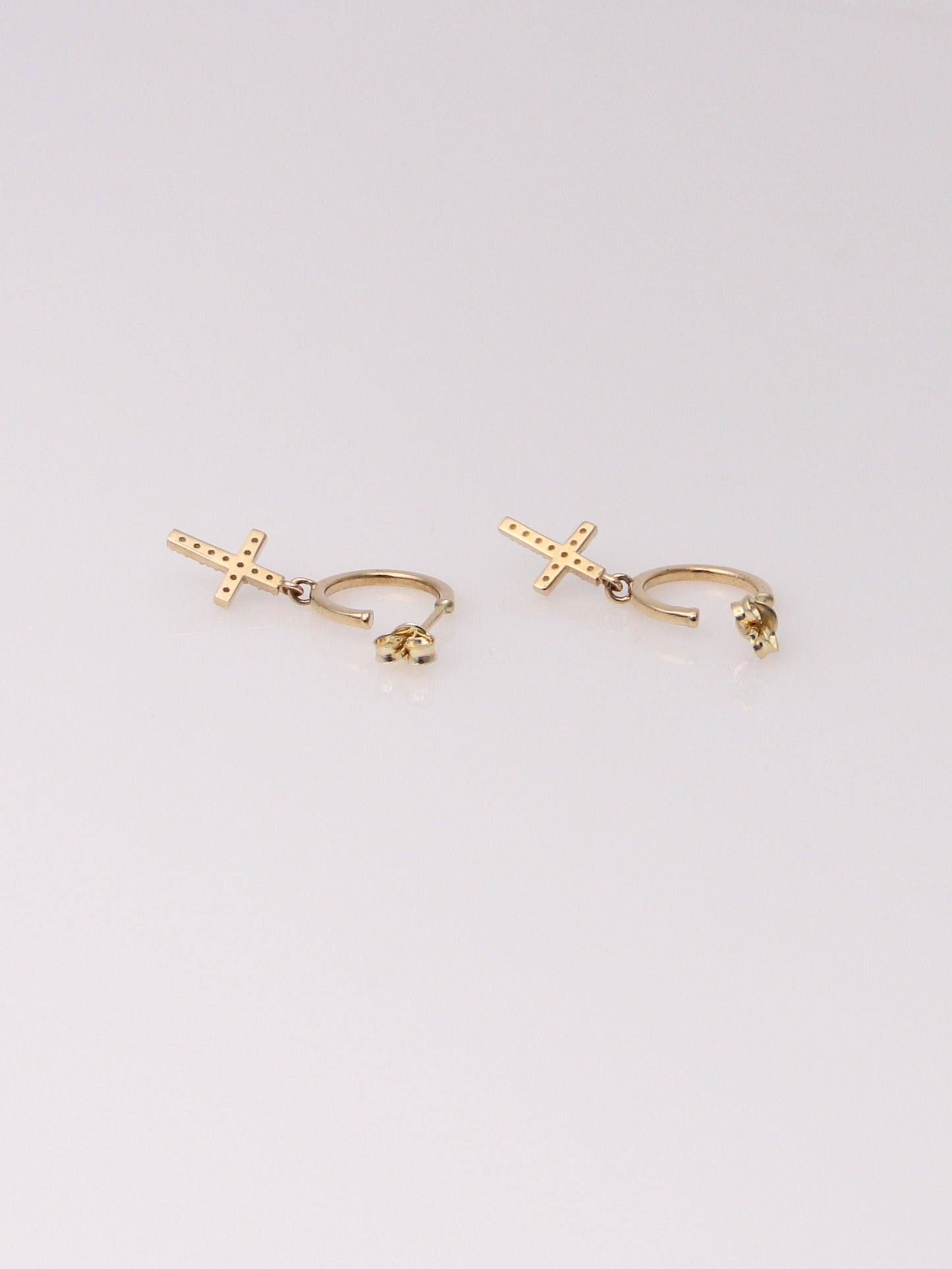 Cross Dangle Hoop Studs