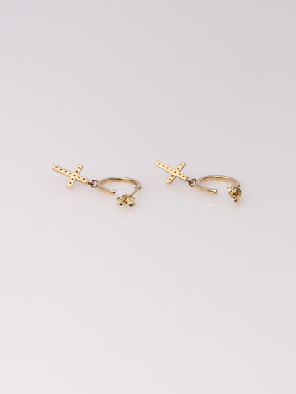 Cross Dangle Hoop Studs