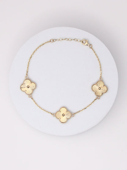 Guilloché Clover Motif Bracelet