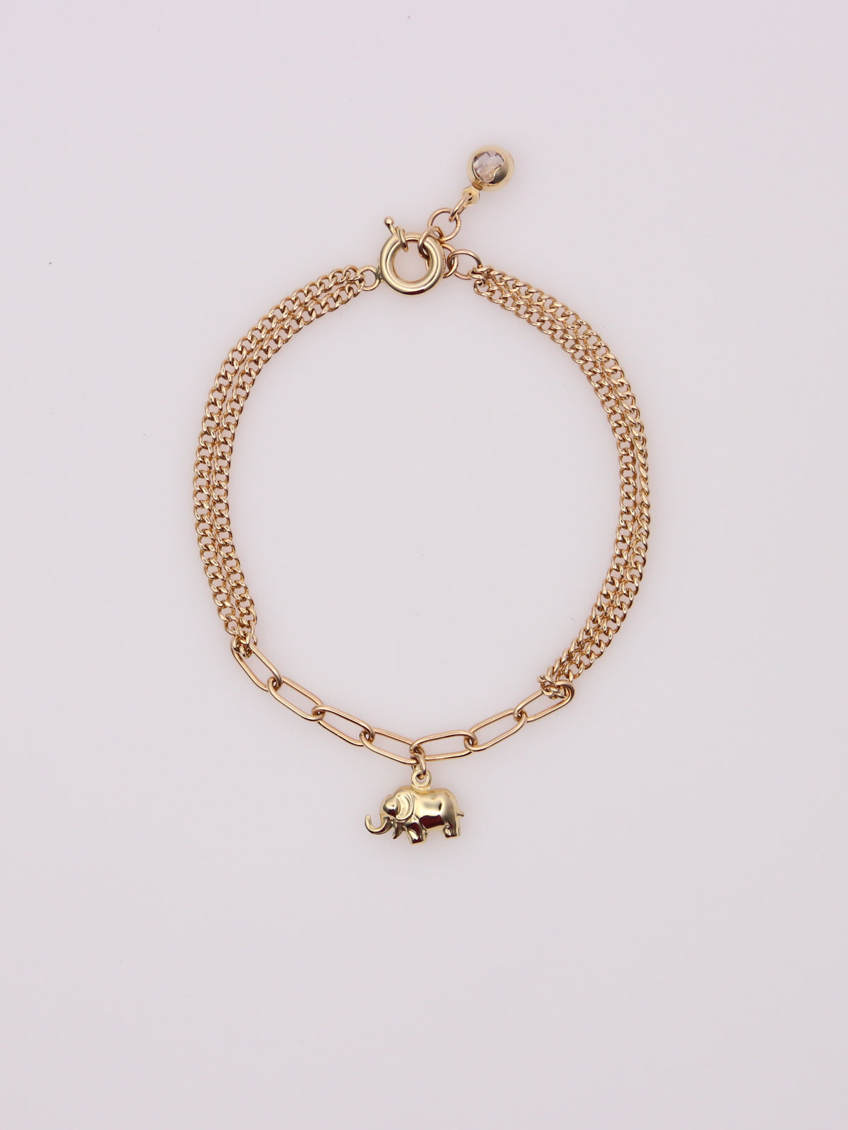 Elephant Charm Paperclip Bracelet