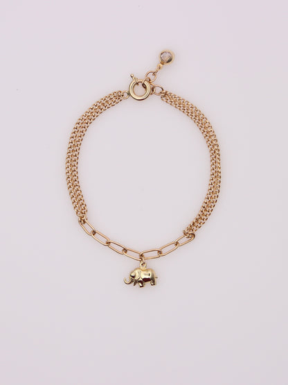 Elephant Charm Paperclip Bracelet