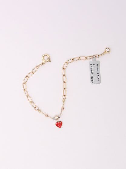 14K Tri-Tone Paperclip Heart Bracelet