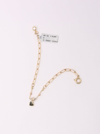 14K Tri-Tone Paperclip Heart Bracelet