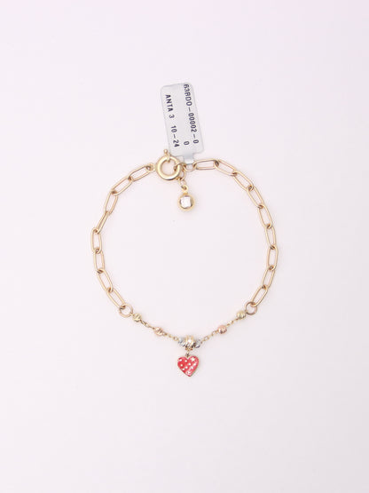14K Tri-Tone Paperclip Heart Bracelet