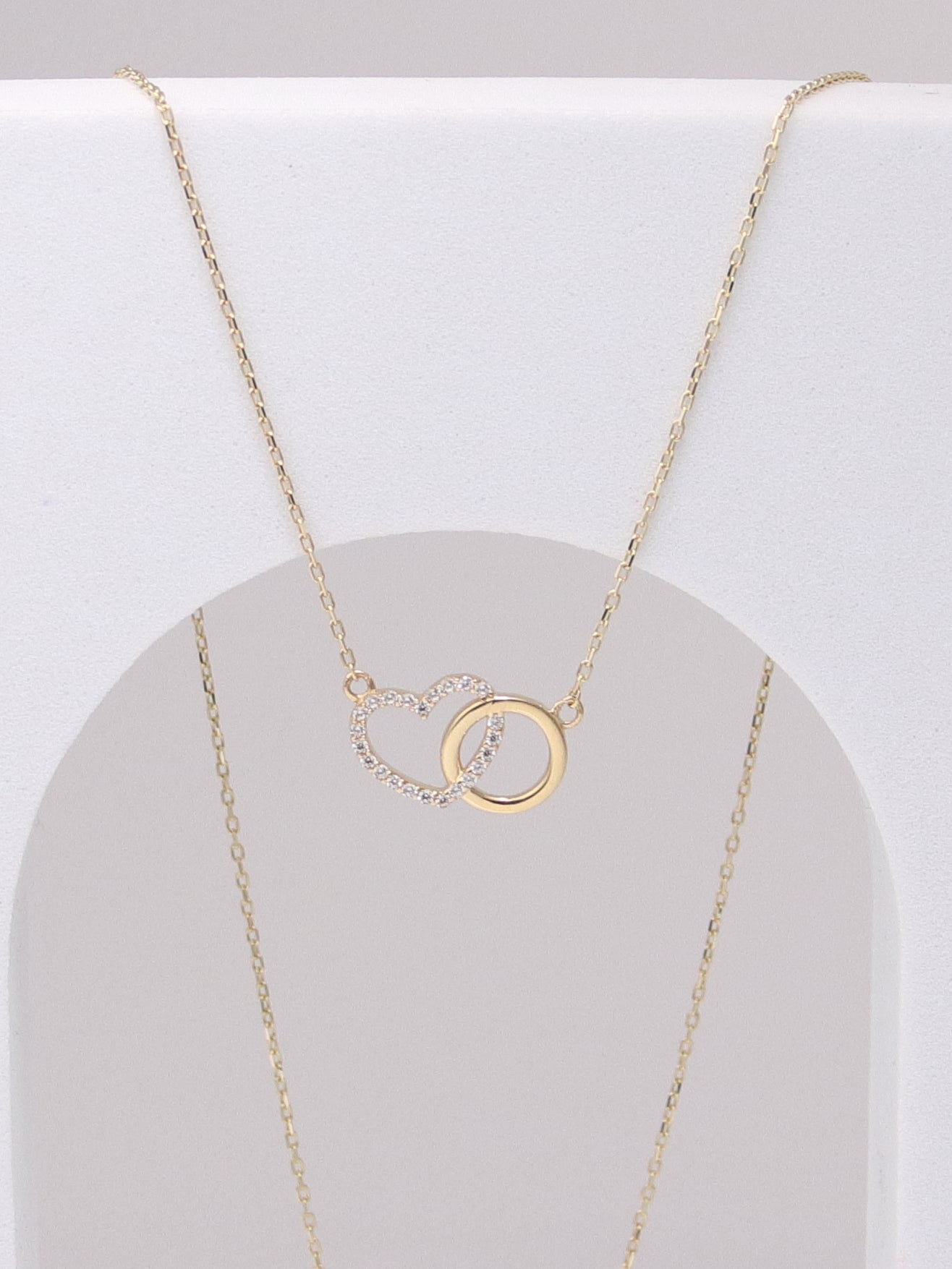 10k Yellow Gold Interlocking Heart Necklace