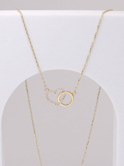 10k Yellow Gold Interlocking Heart Necklace