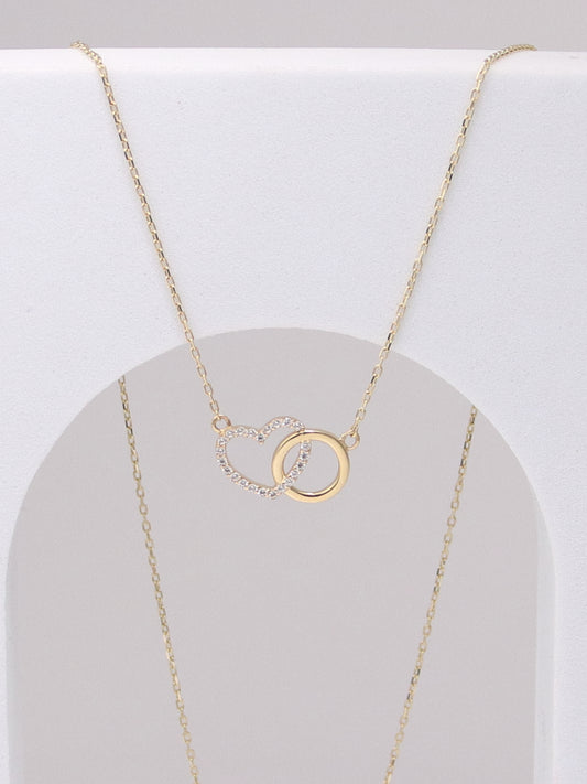 10k Yellow Gold Interlocking Heart Necklace