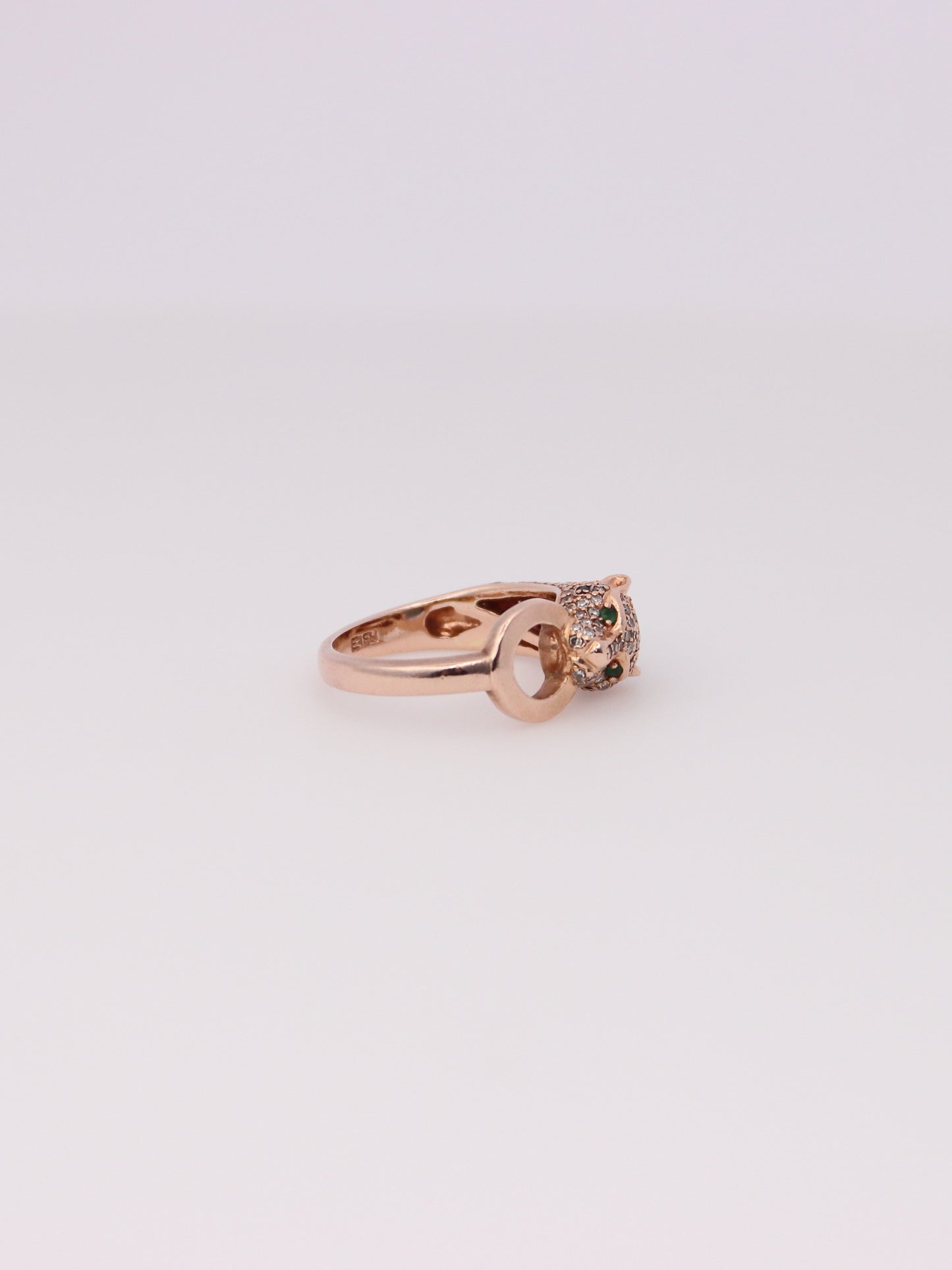 14K Rose Gold Effy Leopard Emerald and Diamond Ring