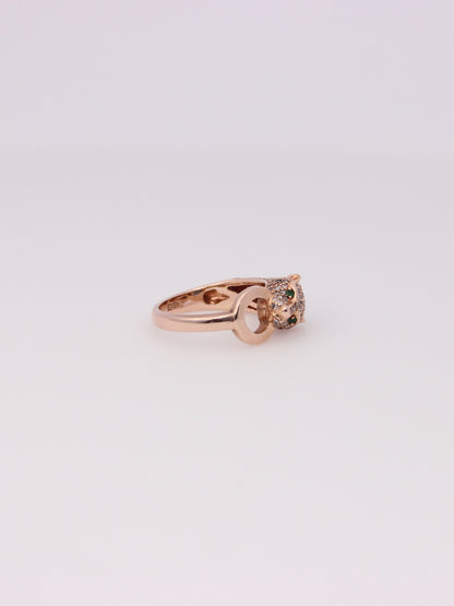 14K Rose Gold Effy Leopard Emerald and Diamond Ring
