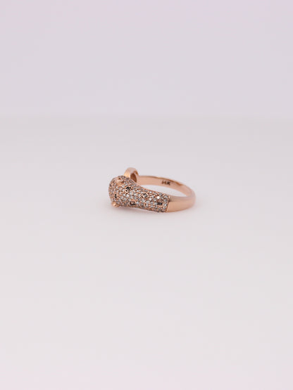 14K Rose Gold Effy Leopard Emerald and Diamond Ring