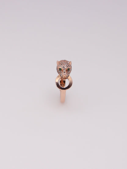 14K Rose Gold Effy Leopard Emerald and Diamond Ring