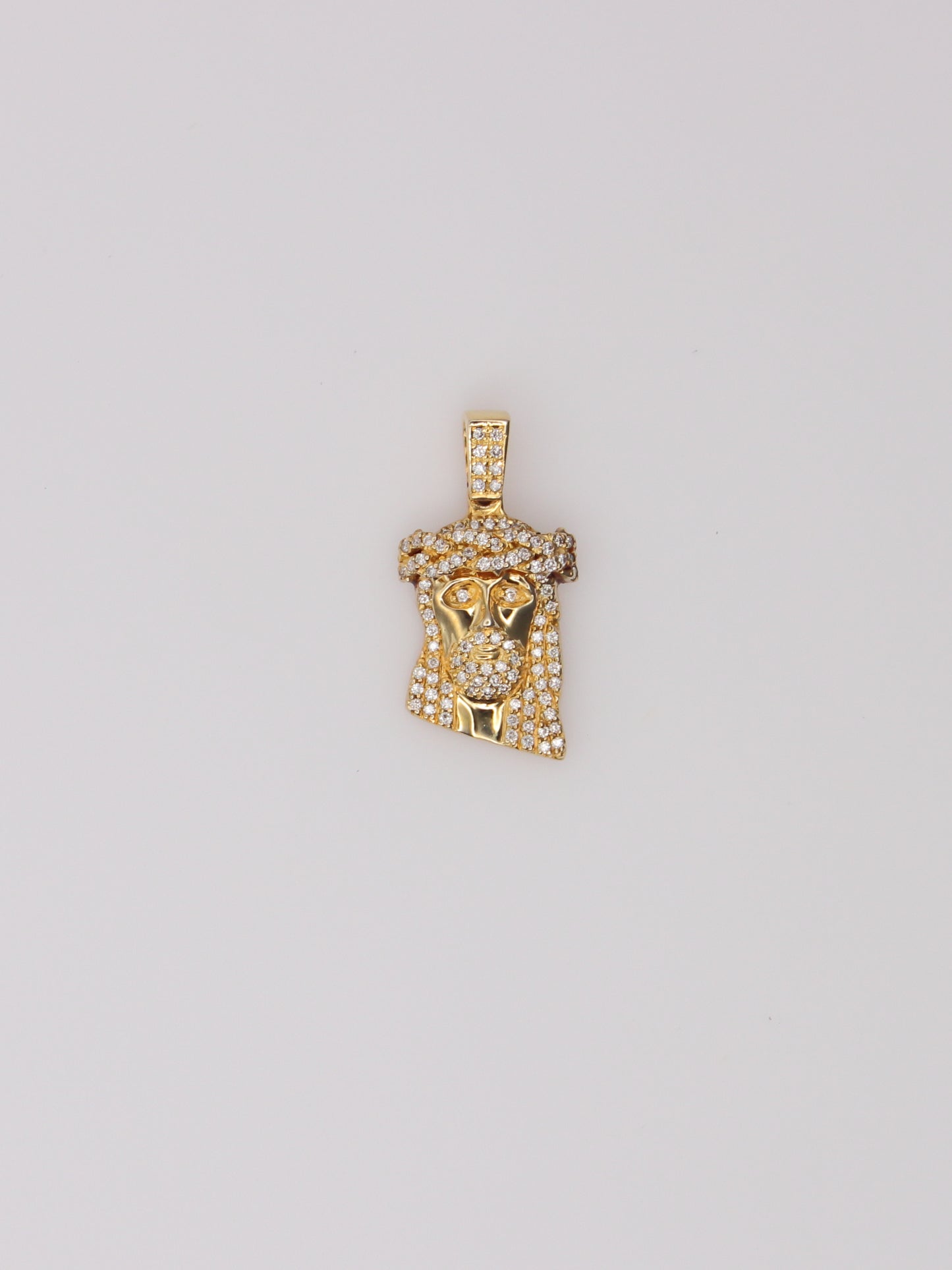 14K Yellow Gold Diamond Jesus Pendant