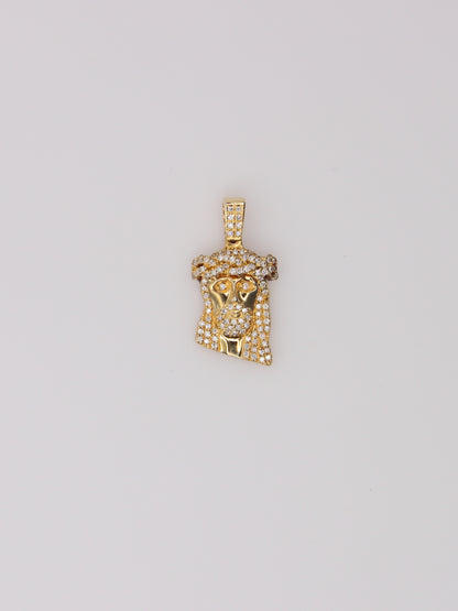 14K Yellow Gold Diamond Jesus Pendant