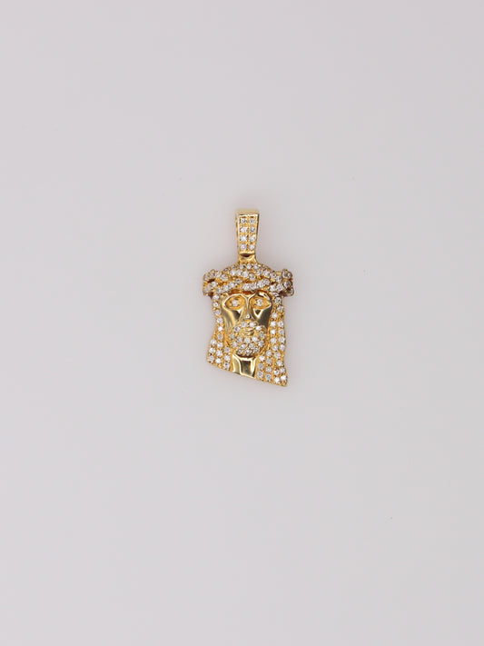 14K Yellow Gold Diamond Jesus Pendant