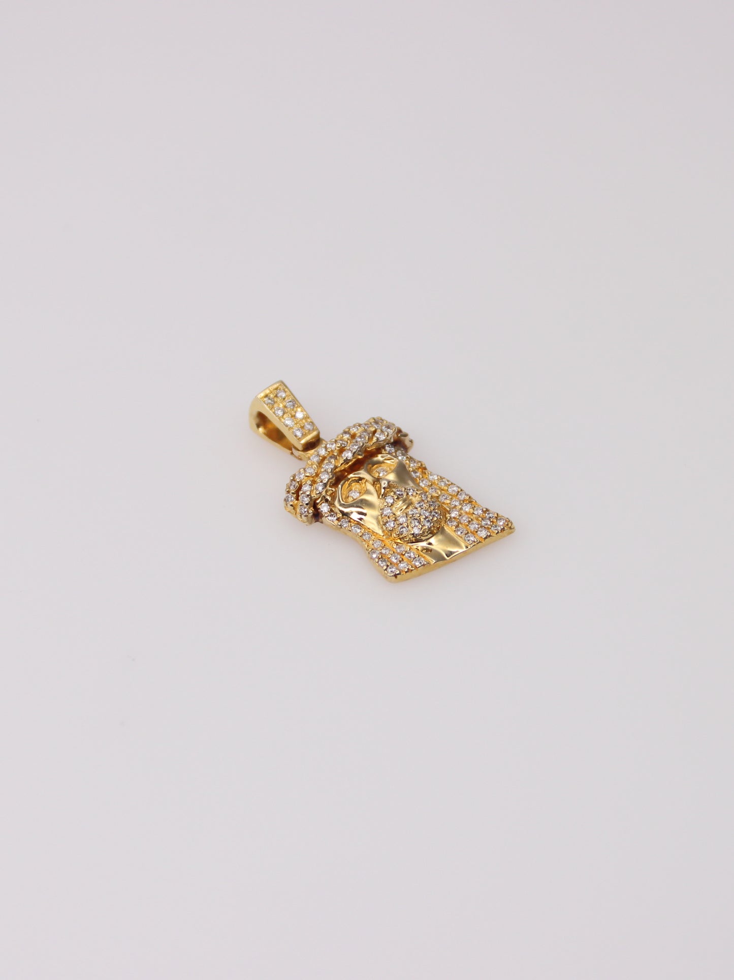 14K Yellow Gold Diamond Jesus Pendant
