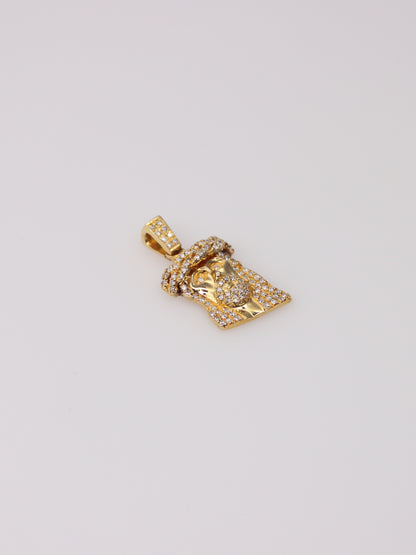 14K Yellow Gold Diamond Jesus Pendant