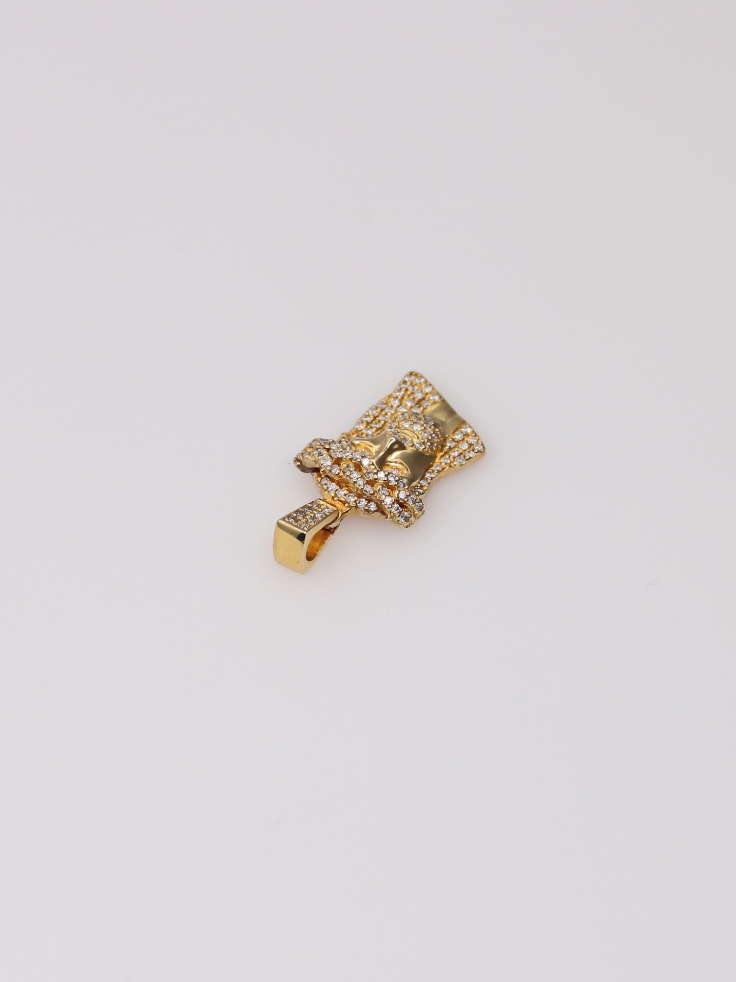 14K Yellow Gold Diamond Jesus Pendant