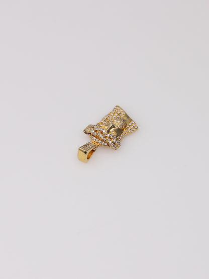 14K Yellow Gold Diamond Jesus Pendant