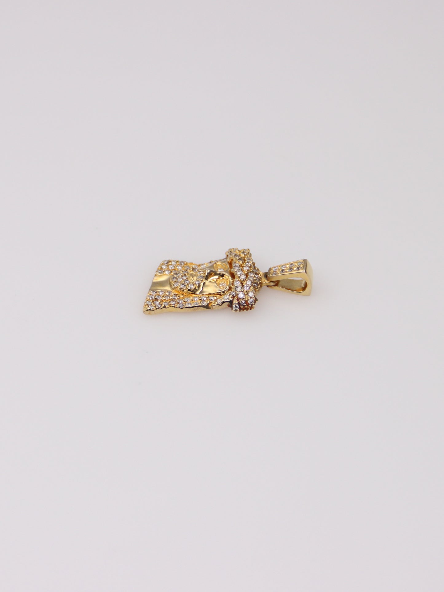 14K Yellow Gold Diamond Jesus Pendant