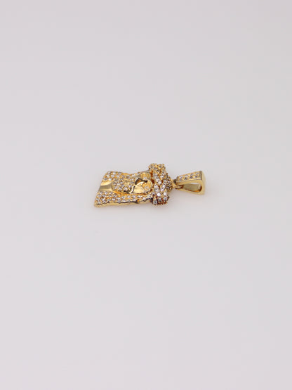 14K Yellow Gold Diamond Jesus Pendant