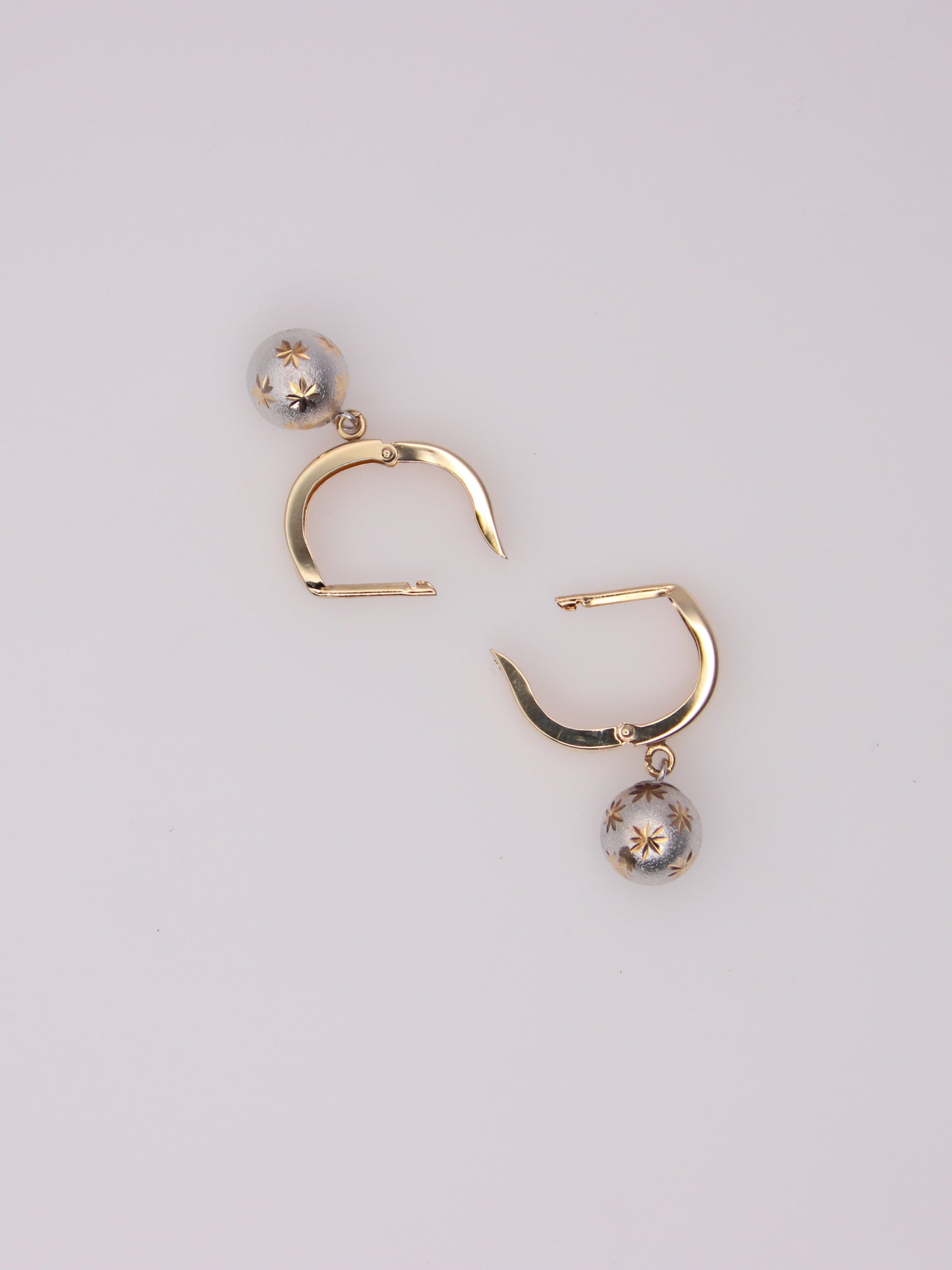 14K Two-Tone Brushed Ball Huggies