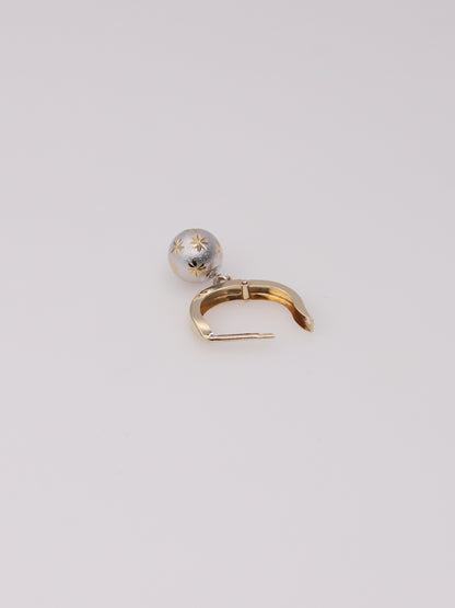 14K Two-Tone Brushed Ball Huggies