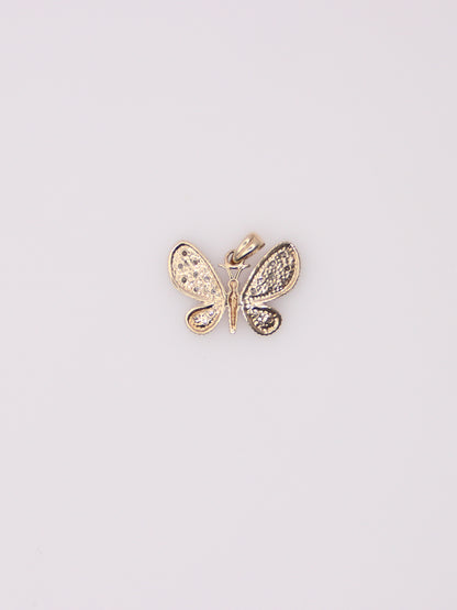 10K Two-Tone Diamond Butterfly Pendant