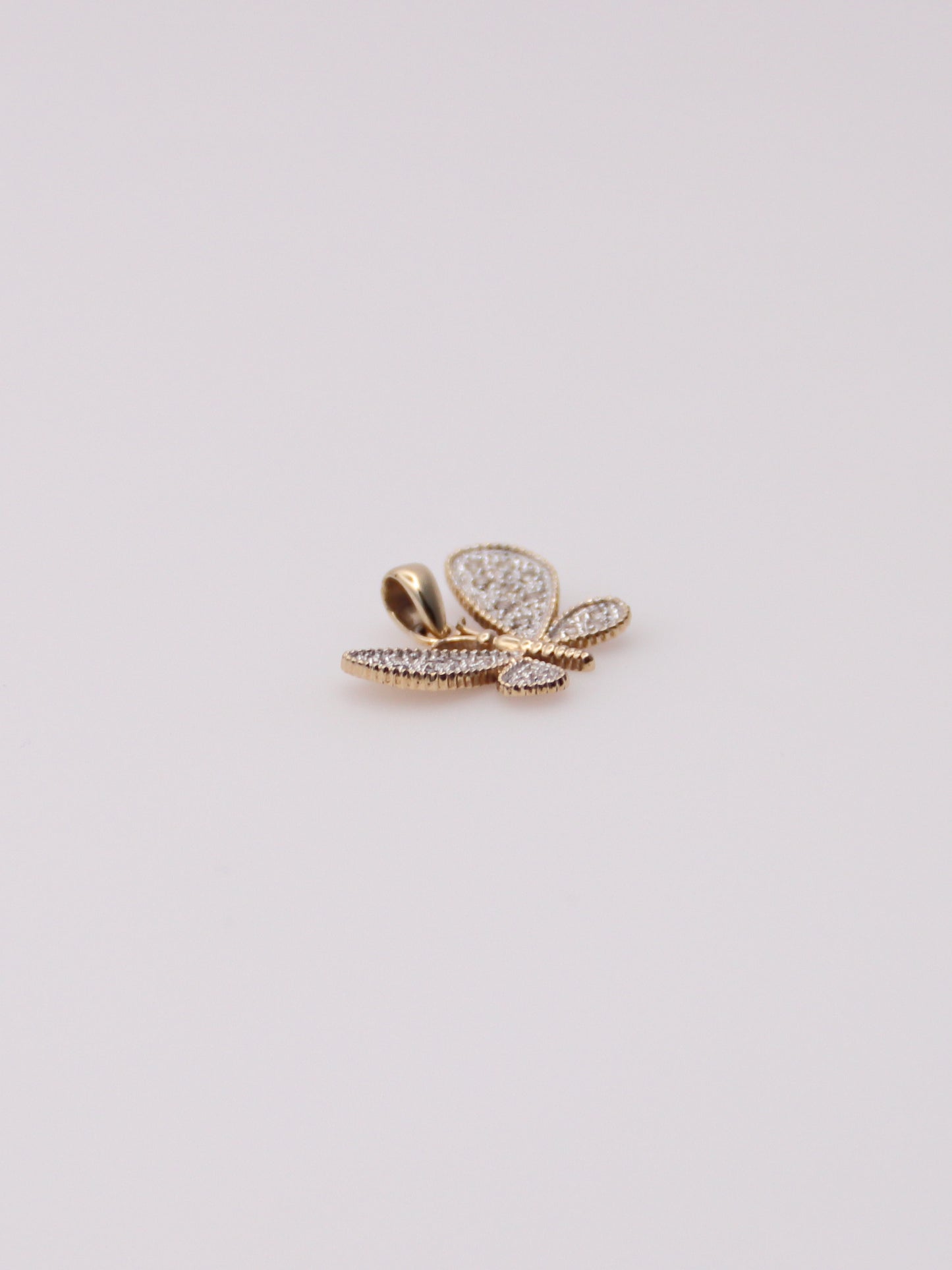 10K Two-Tone Diamond Butterfly Pendant