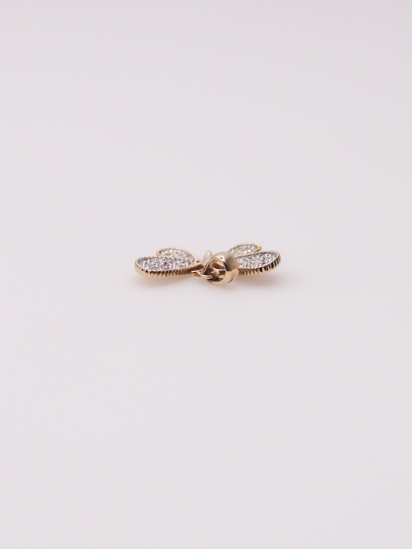 10K Two-Tone Diamond Butterfly Pendant