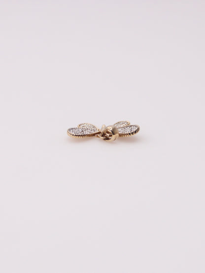 10K Two-Tone Diamond Butterfly Pendant